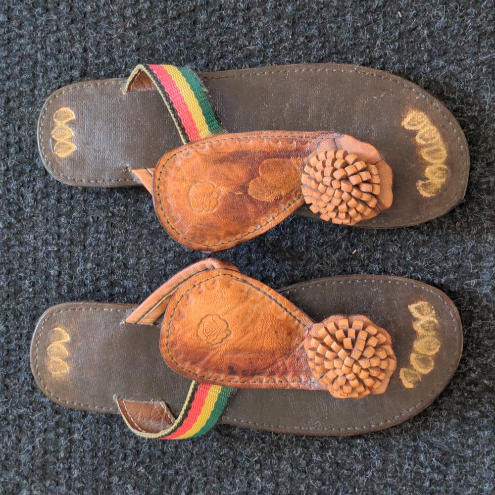 Jamaican Flag Strap Flip Flops